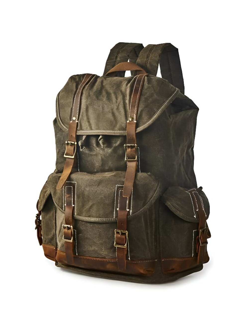 Heavy Duty Waxed Canvas Vintage Backpack for Men Women Trim Casual 15.6" laptop
